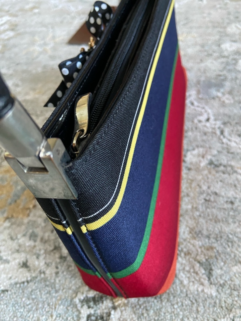 Vintage Y2K Striped Multicolor Heart-Accent Pouchette Bag - Picture 5 of 10